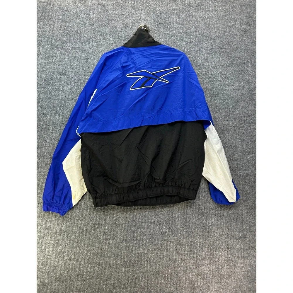 Vintage Reebok 1/4 Zip Windbreaker Jacket Men's Blue Black Pullover Hike - Large